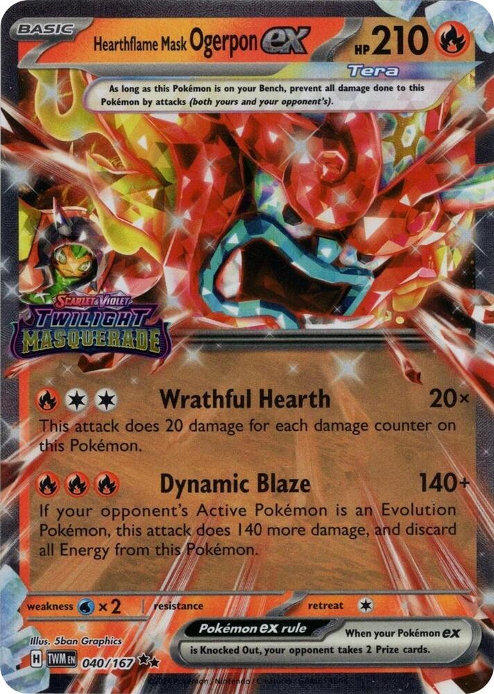Hearthflame Mask Ogerpon ex (Twilight Masquerade Stamp) — Miscellaneous Cards & Products #040/167