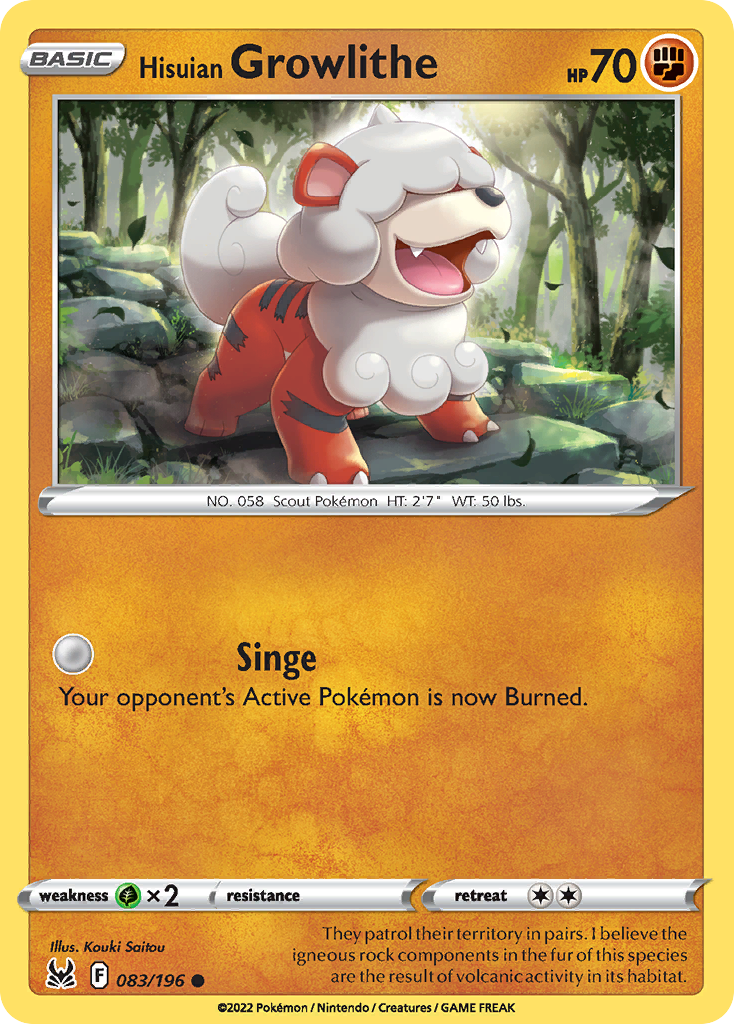 Hisuian Growlithe — SWSH11: Lost Origin #083/196