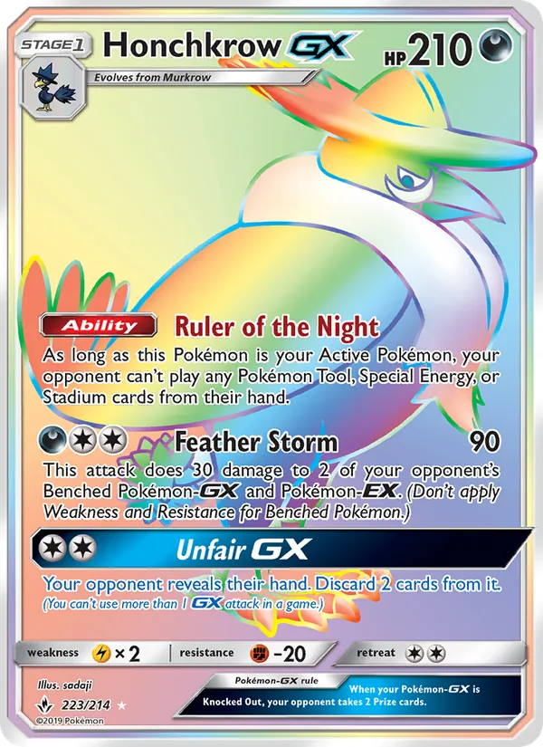 Honchkrow GX (Secret) — SM - Unbroken Bonds #223/214