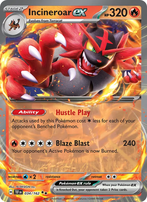 Incineroar ex — Jumbo Cards #034/162