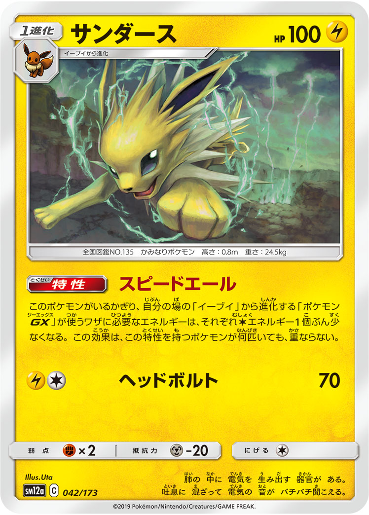 Jolteon (Mirror Holofoil) — SM12a: TAG TEAM GX: Tag All Stars #042/173