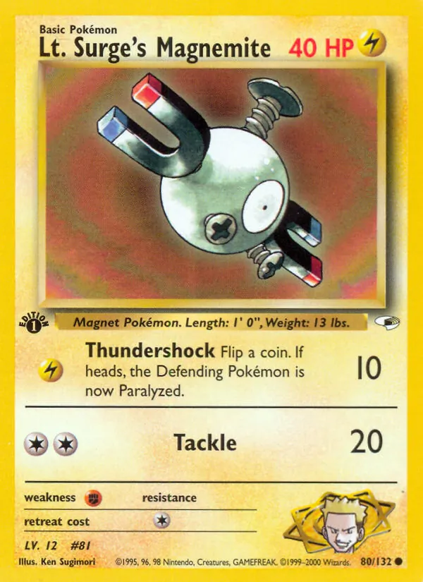 Lt. Surge's Magnemite (80) — Gym Heroes #080/132
