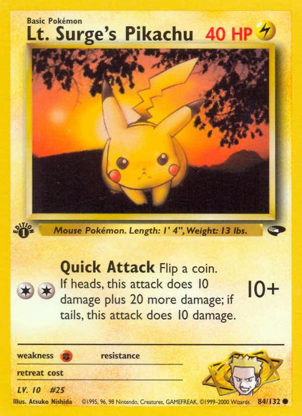Lt. Surge's Pikachu — Gym Challenge #084/132
