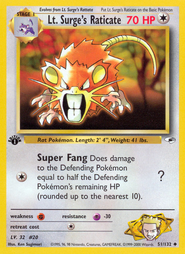 Lt. Surge's Raticate — Gym Heroes #051/132