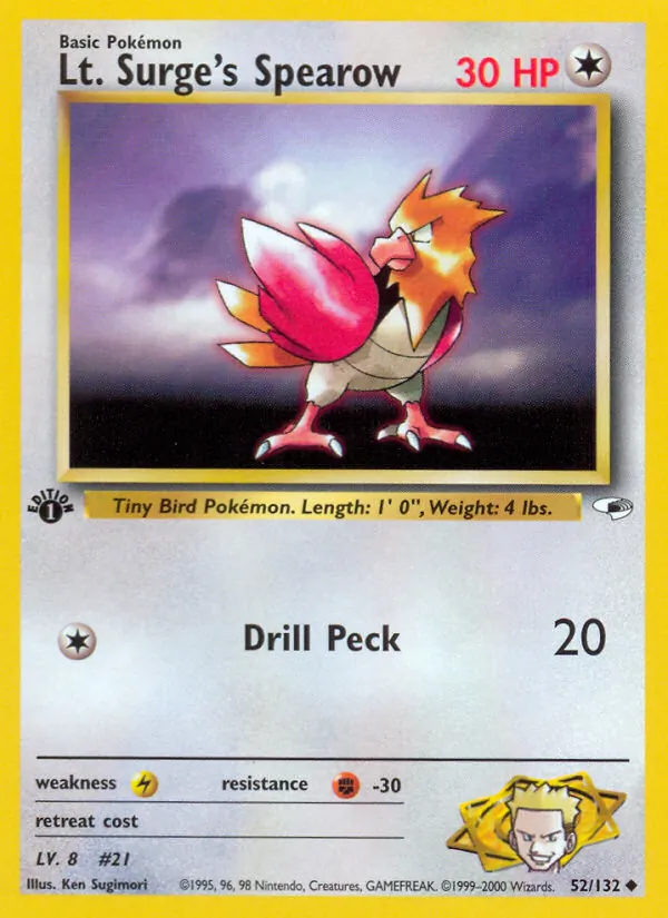 Lt. Surge's Spearow (52) — Gym Heroes #052/132