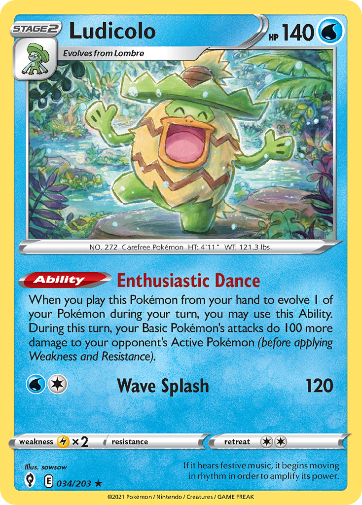 Ludicolo — SWSH07: Evolving Skies #034/203