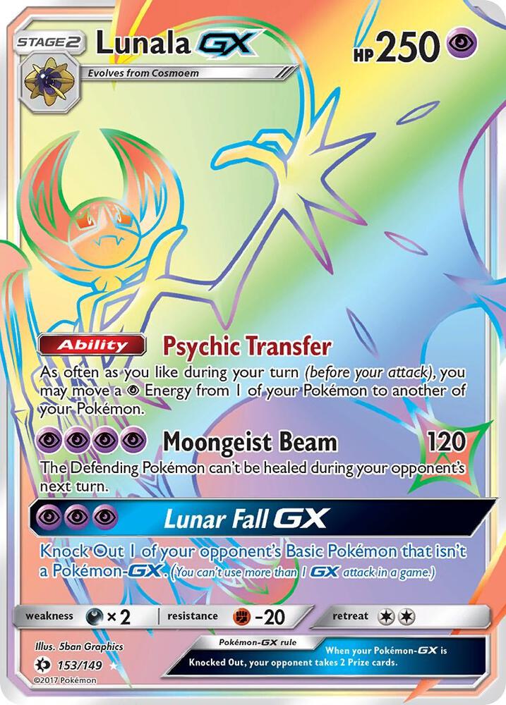 Lunala GX (Secret) — SM Base Set #153/149