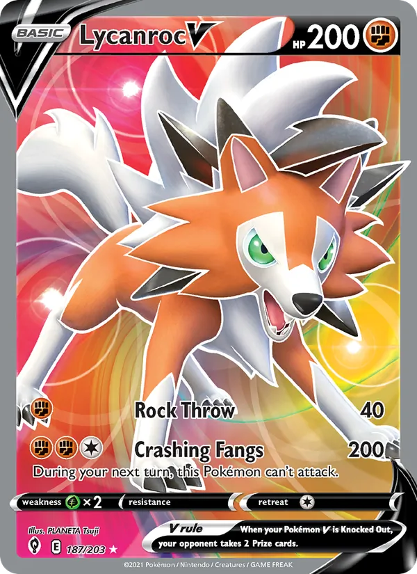 Lycanroc V (Full Art) — SWSH07: Evolving Skies #187/203
