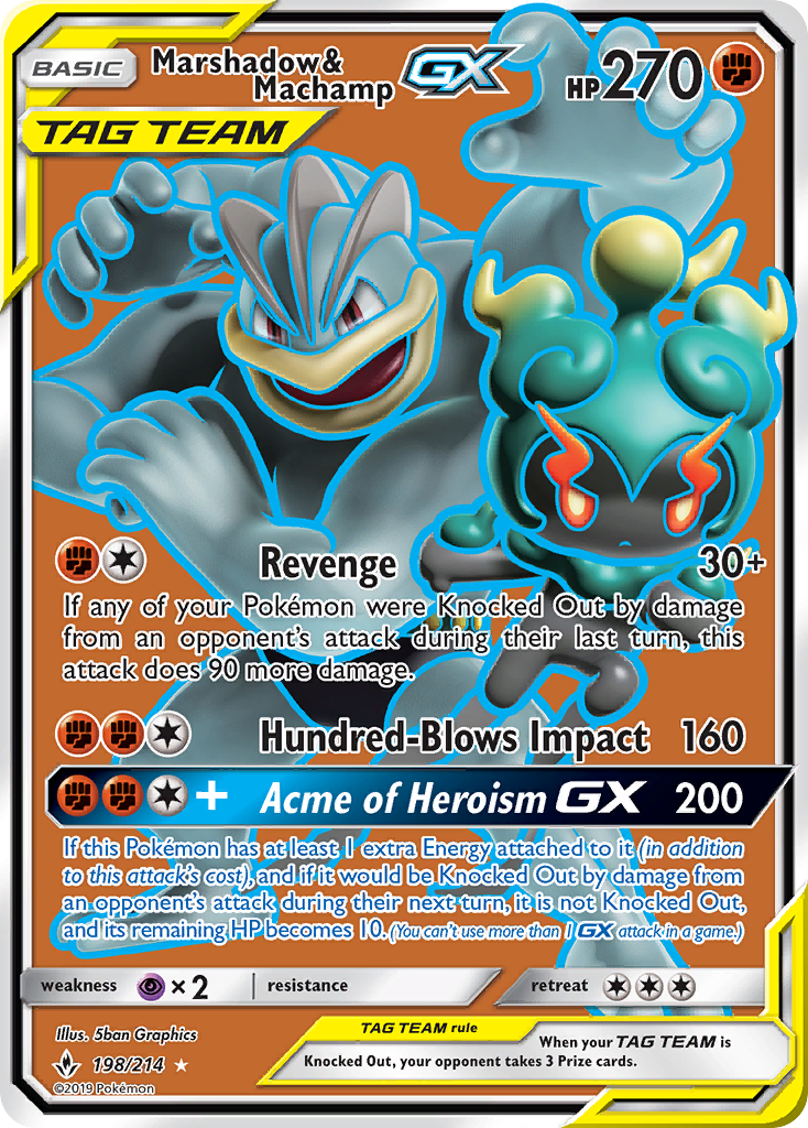 Marshadow & Machamp GX (198) (Full Art) — SM - Unbroken Bonds #198/214