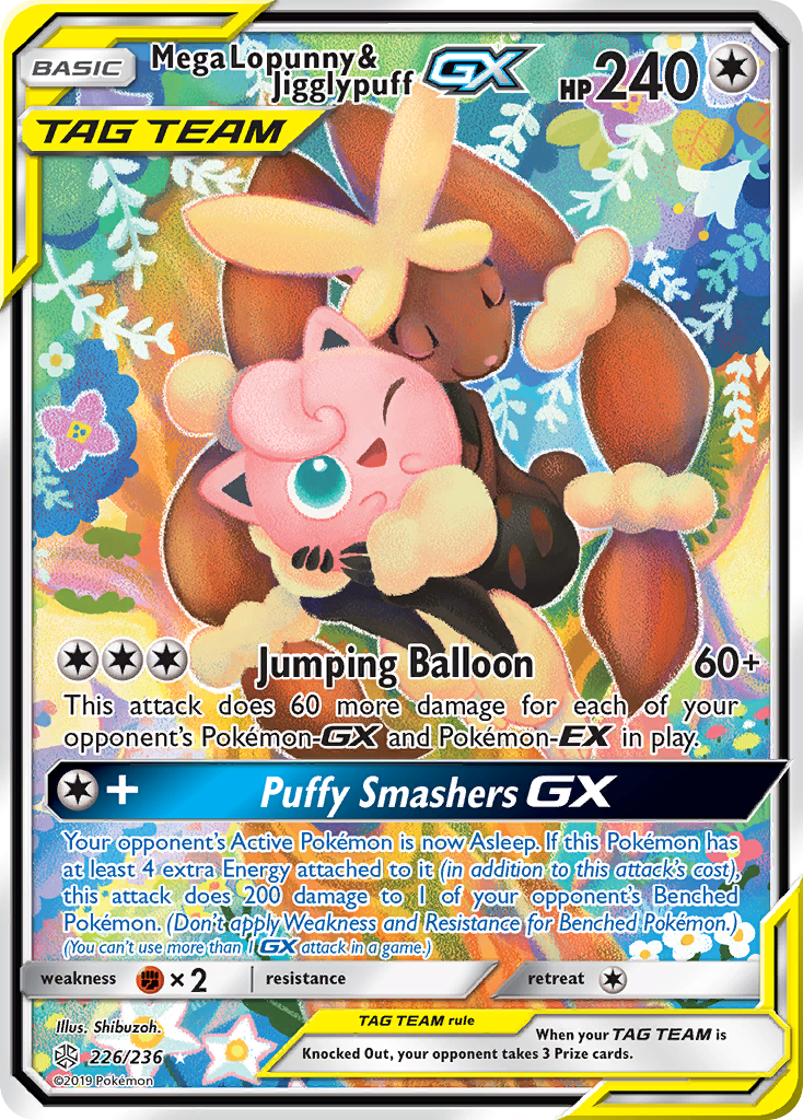Mega Lopunny & Jigglypuff GX (Alternate Full Art) — SM - Cosmic Eclipse #226/236