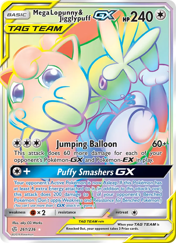 Mega Lopunny & Jigglypuff GX (Secret) — SM - Cosmic Eclipse #261/236