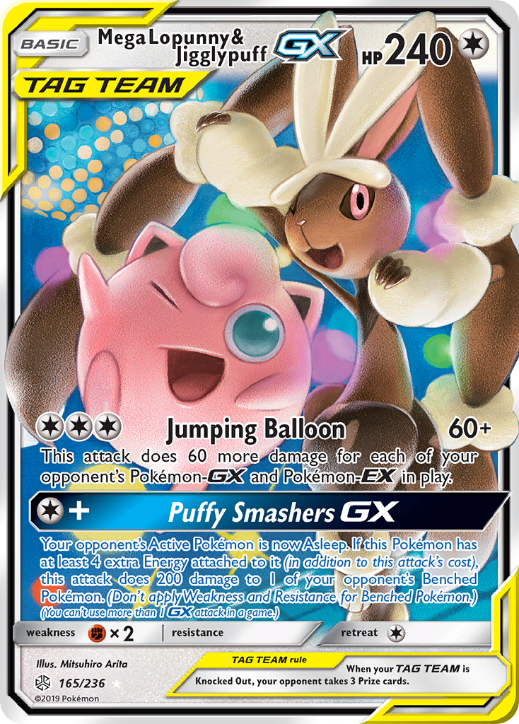 Mega Lopunny & Jigglypuff GX — SM - Cosmic Eclipse #165/236