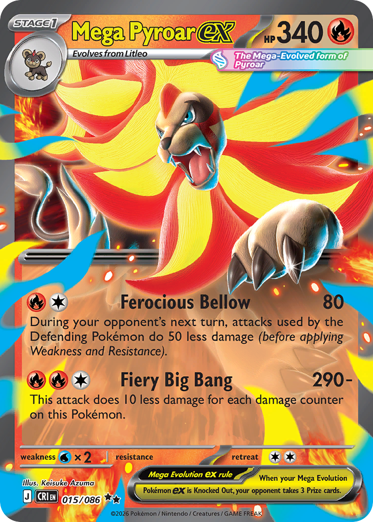 Mega Pyroar ex — ME04: Chaos Rising #015/086
