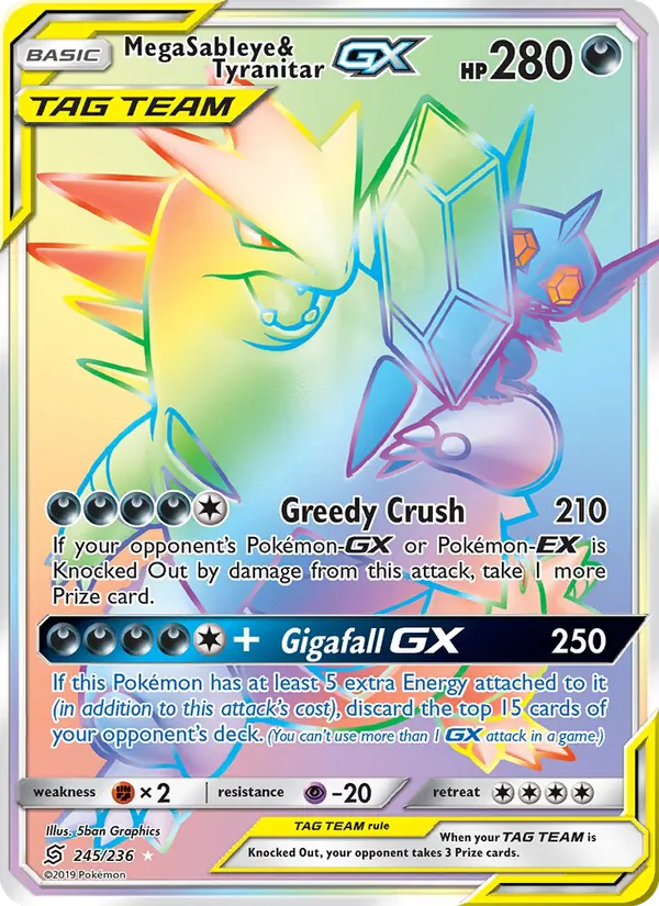 Mega Sableye & Tyranitar GX (Secret) — SM - Unified Minds #245/236
