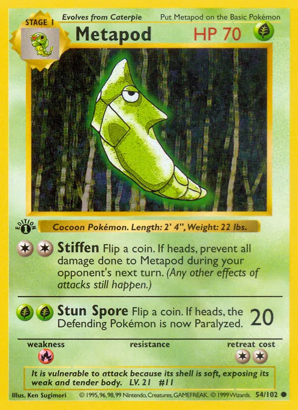 Metapod — Base Set (Shadowless) #054/102