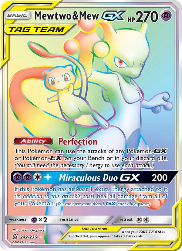 Mewtwo & Mew GX (Secret) — SM - Unified Minds #242/236