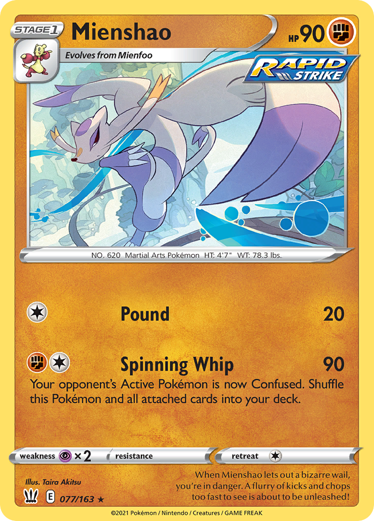 Mienshao — SWSH05: Battle Styles #077/163