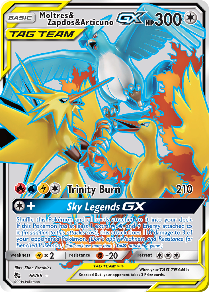 Moltres & Zapdos & Articuno GX (Full Art) — Hidden Fates #66/68