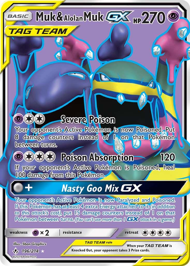 Muk & Alolan Muk GX (196) (Full Art) — SM - Unbroken Bonds #196/214