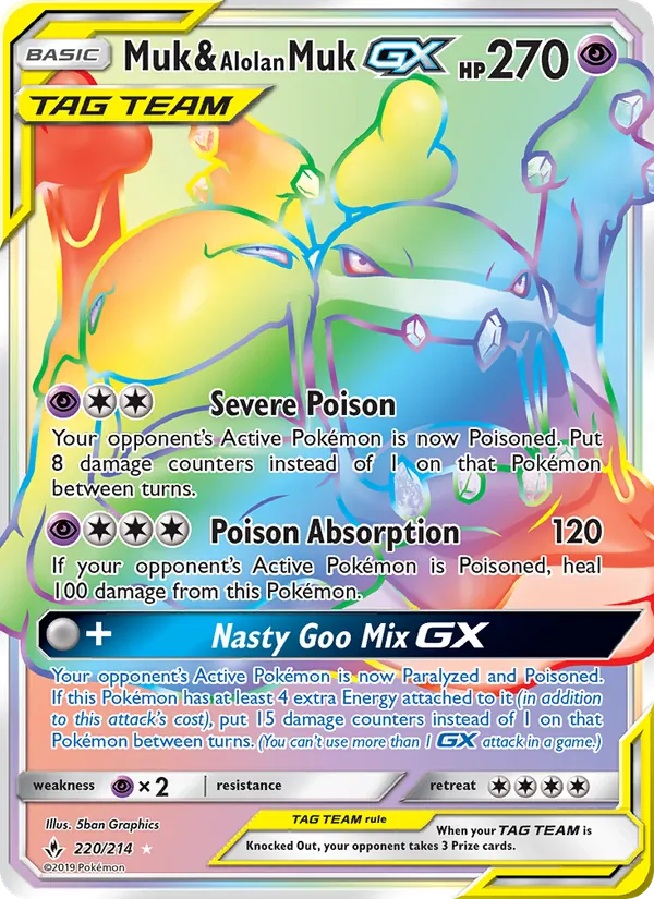 Muk & Alolan Muk GX (Secret) — SM - Unbroken Bonds #220/214