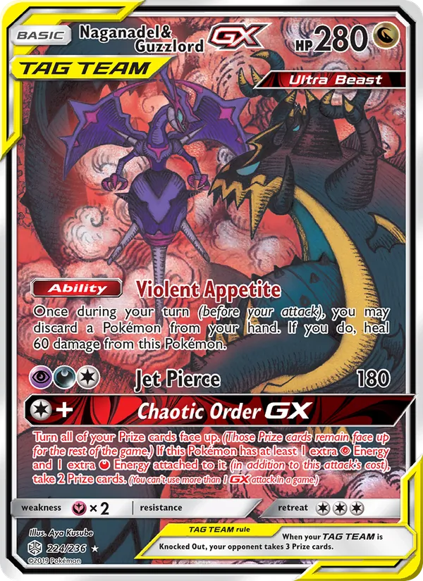 Naganadel & Guzzlord GX (Alternate Full Art) — SM - Cosmic Eclipse #224/236