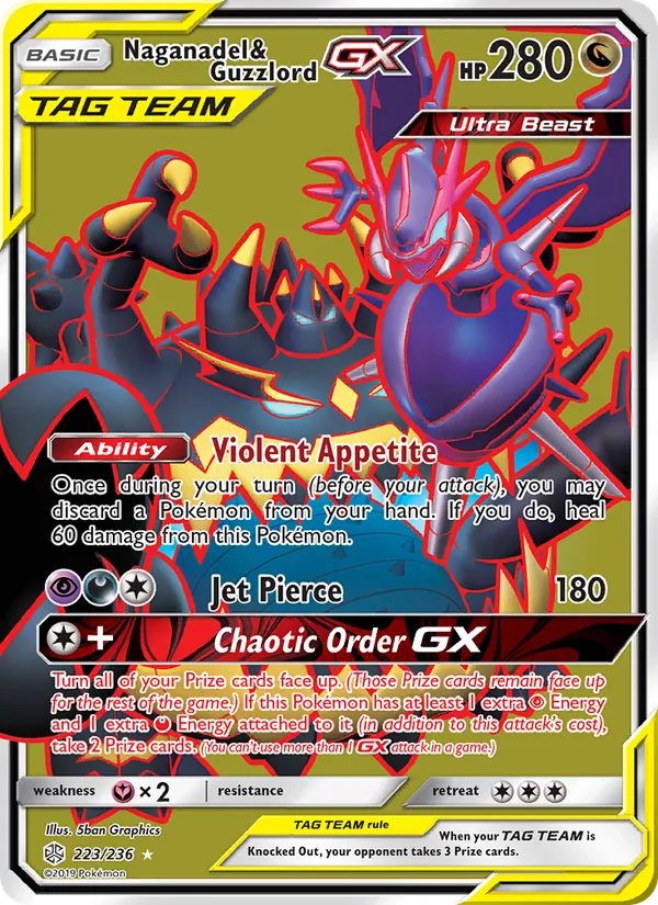 Naganadel & Guzzlord GX (Full Art) — SM - Cosmic Eclipse #223/236