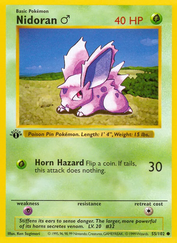 Nidoran M — Base Set (Shadowless) #055/102
