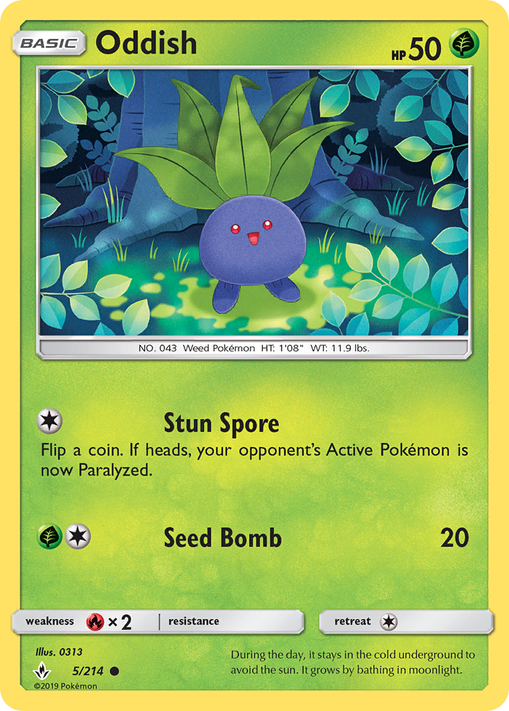 Oddish (5) — SM - Unbroken Bonds #5/214