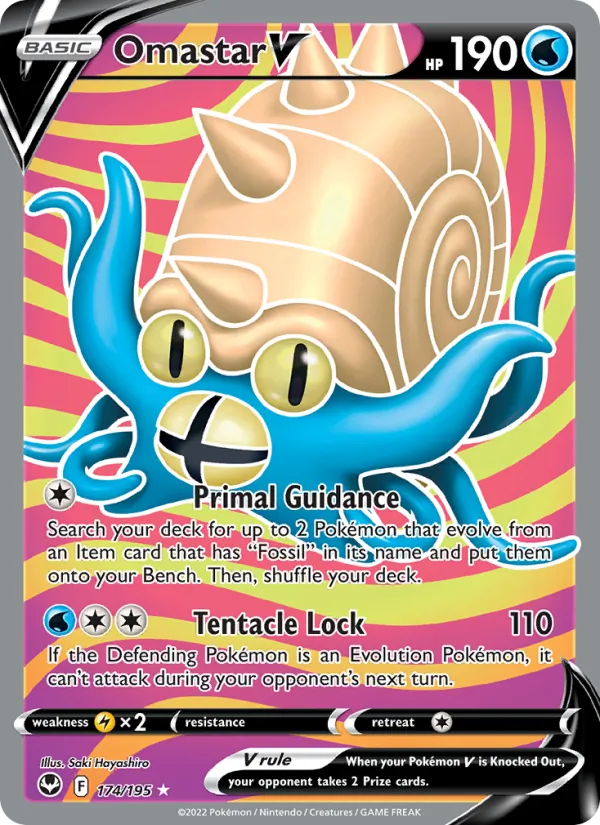 Omastar V (Full Art) — SWSH12: Silver Tempest #174/195