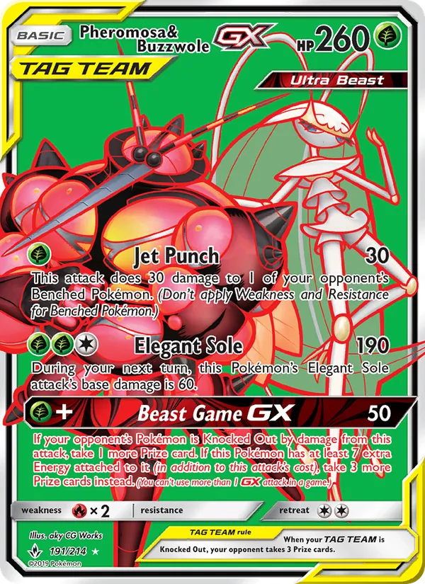 Pheromosa & Buzzwole GX (191) (Full Art) — SM - Unbroken Bonds #191/214