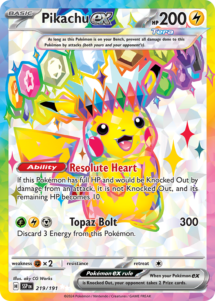 Pikachu ex — SV08: Surging Sparks #219/191