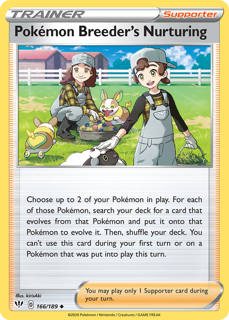 Pokemon Breeder's Nurturing — SWSH03: Darkness Ablaze #166/189