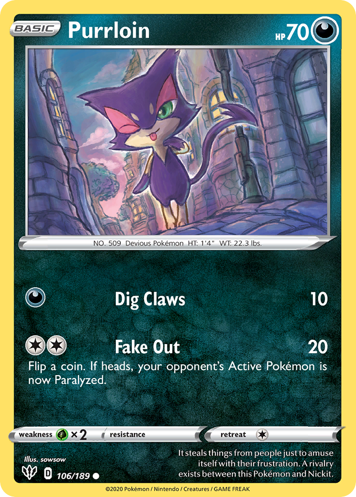 Purrloin — SWSH03: Darkness Ablaze #106/189