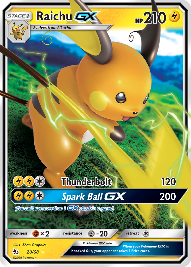 Raichu GX — Hidden Fates #20/68