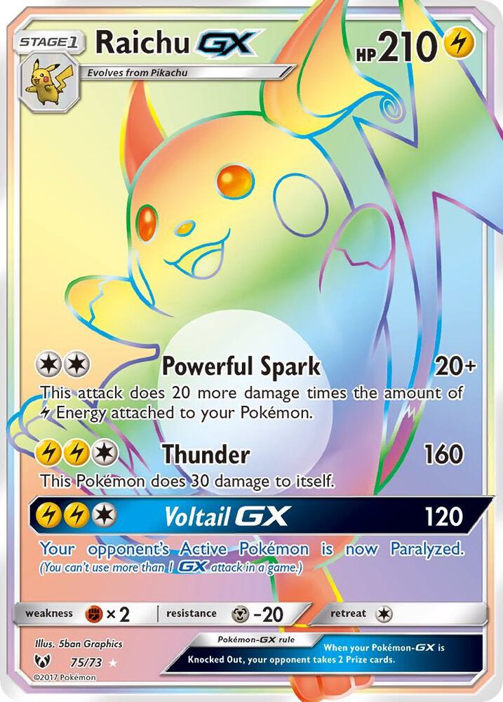 Raichu GX (Secret) — Shining Legends #75/73