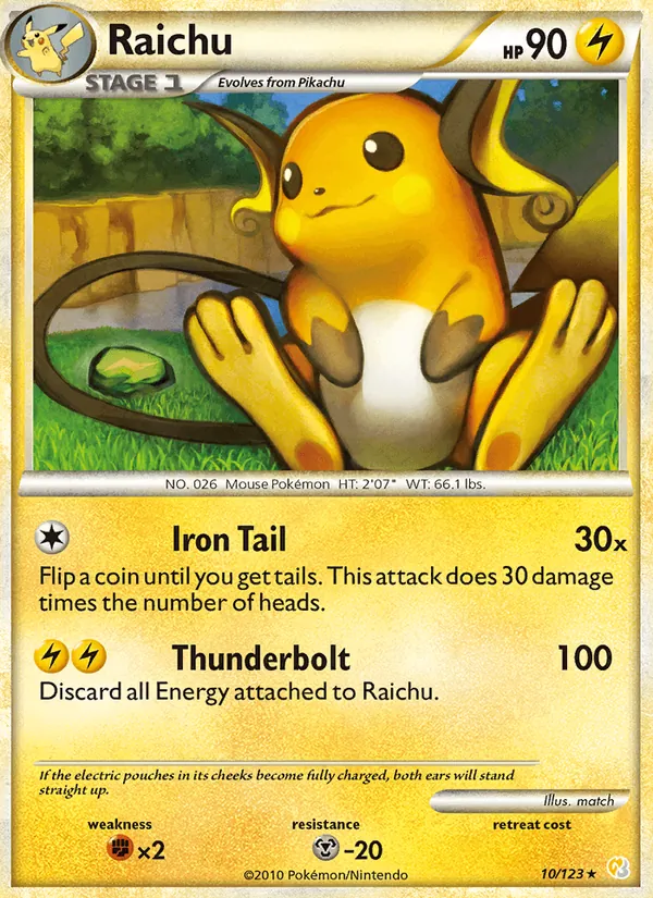 Raichu — HeartGold SoulSilver #10/123