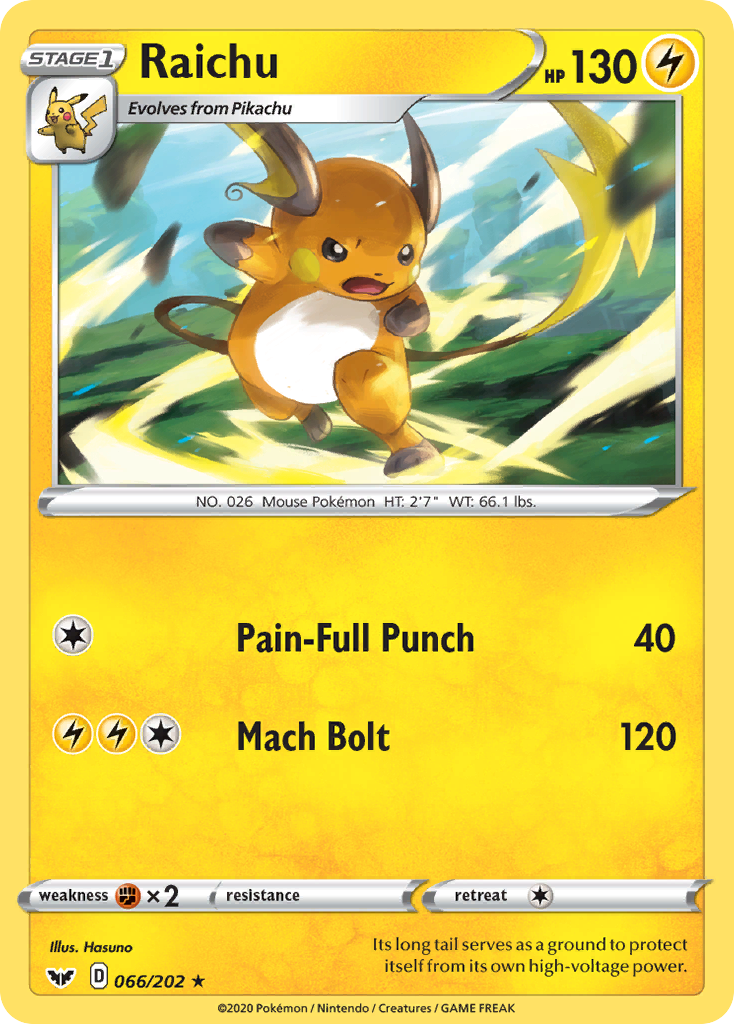 Raichu — SWSH01: Sword & Shield Base Set #066/202