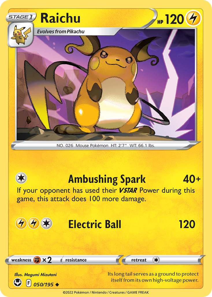 Raichu — SWSH12: Silver Tempest #050/195