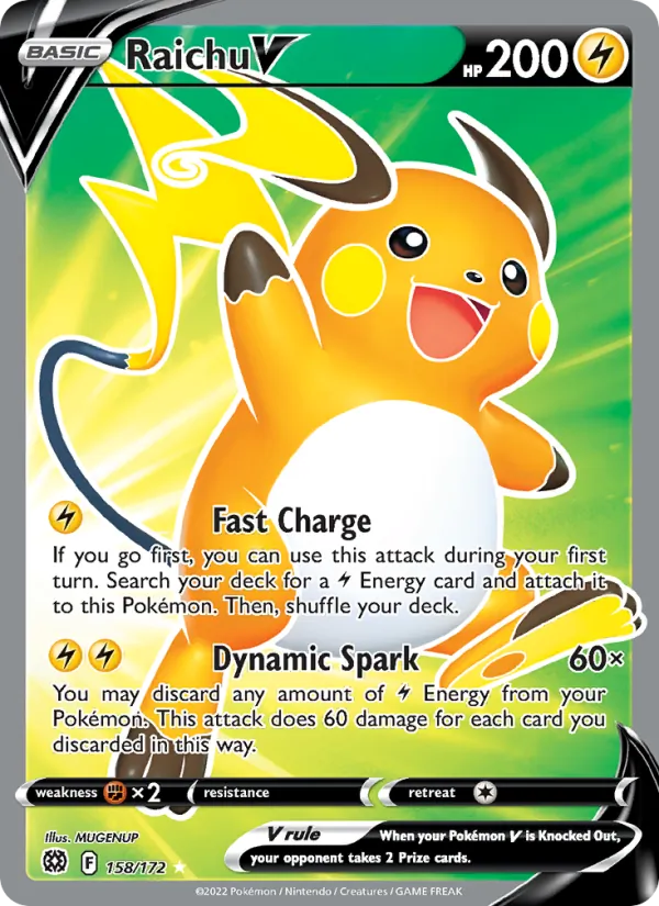 Raichu V (Full Art) — SWSH09: Brilliant Stars #158/172