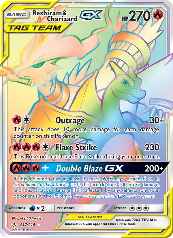 Reshiram & Charizard GX (Secret) — SM - Unbroken Bonds #217/214