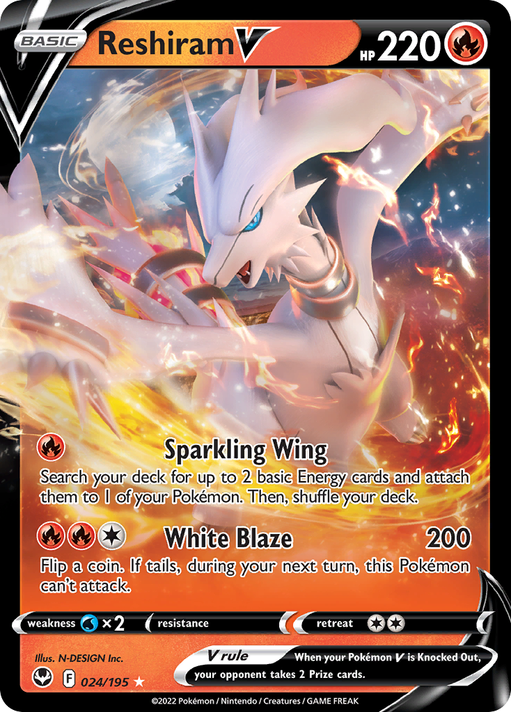 Reshiram V — SWSH12: Silver Tempest #024/195