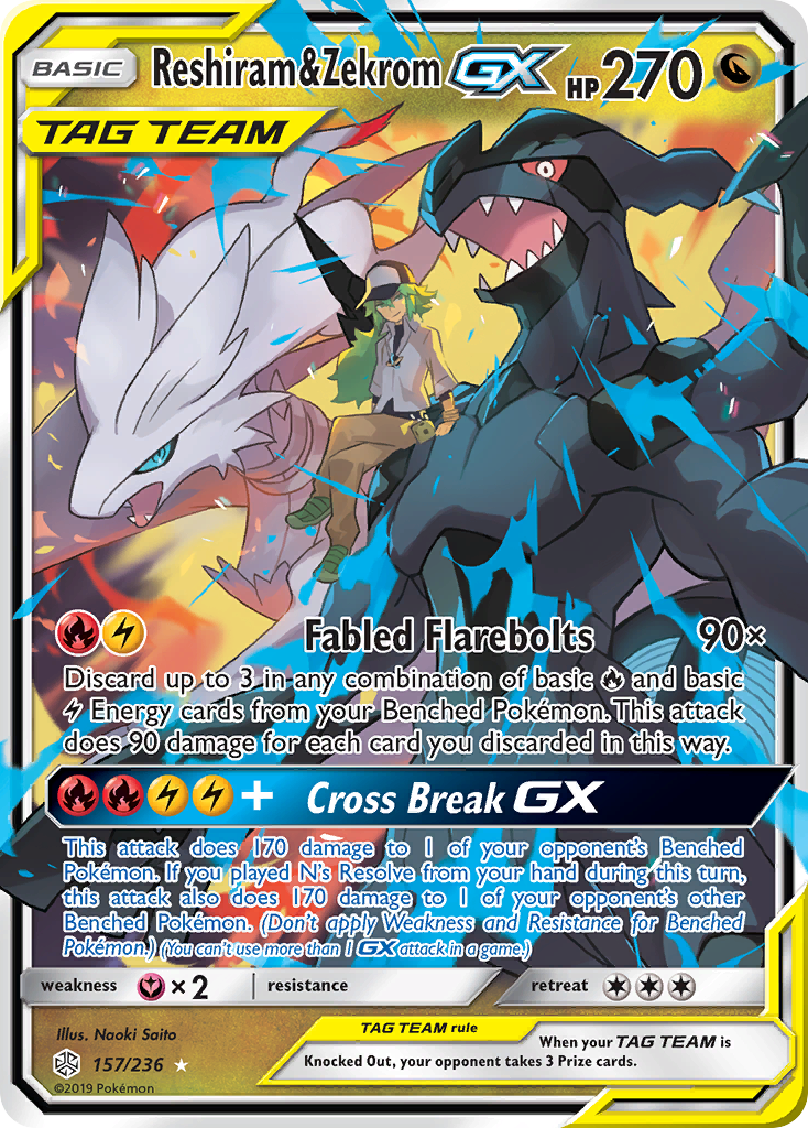 Reshiram & Zekrom GX — SM - Cosmic Eclipse #157/236