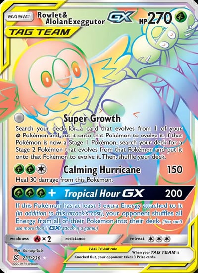 Rowlet & Alolan Exeggutor GX (Secret)