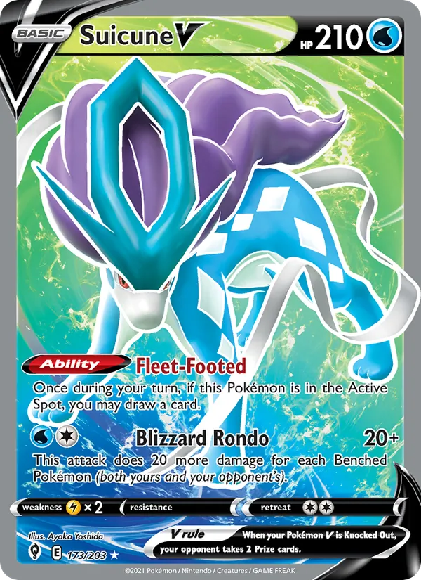 Suicune V (Full Art) — SWSH07: Evolving Skies #173/203