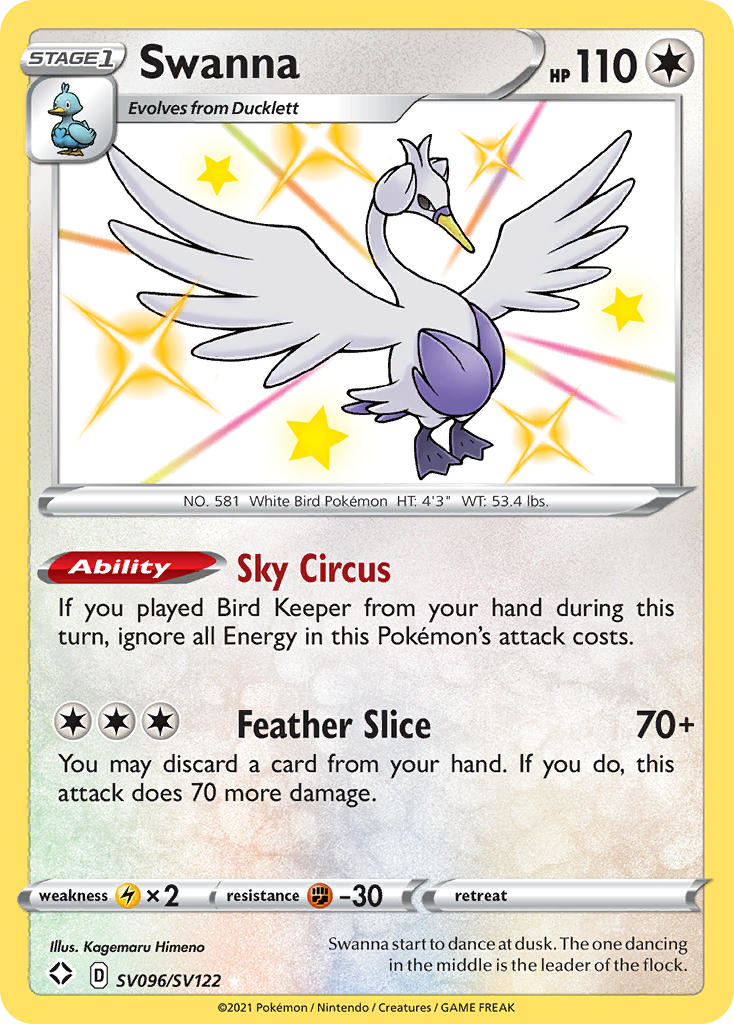 Swanna — Shining Fates: Shiny Vault #SV096/SV122