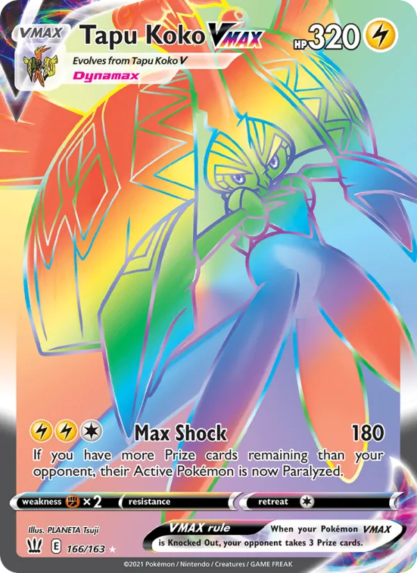 Tapu Koko VMAX (Secret) — SWSH05: Battle Styles #166/163