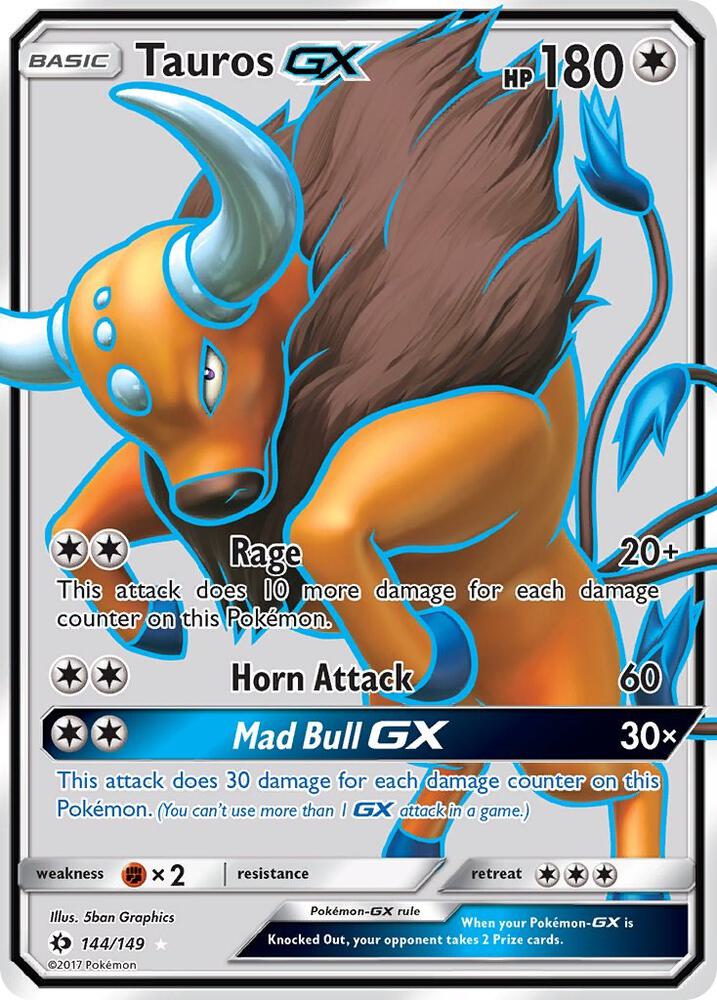 Tauros GX (Full Art) — SM Base Set #144/149