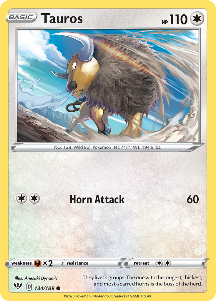 Tauros — SWSH03: Darkness Ablaze #134/189