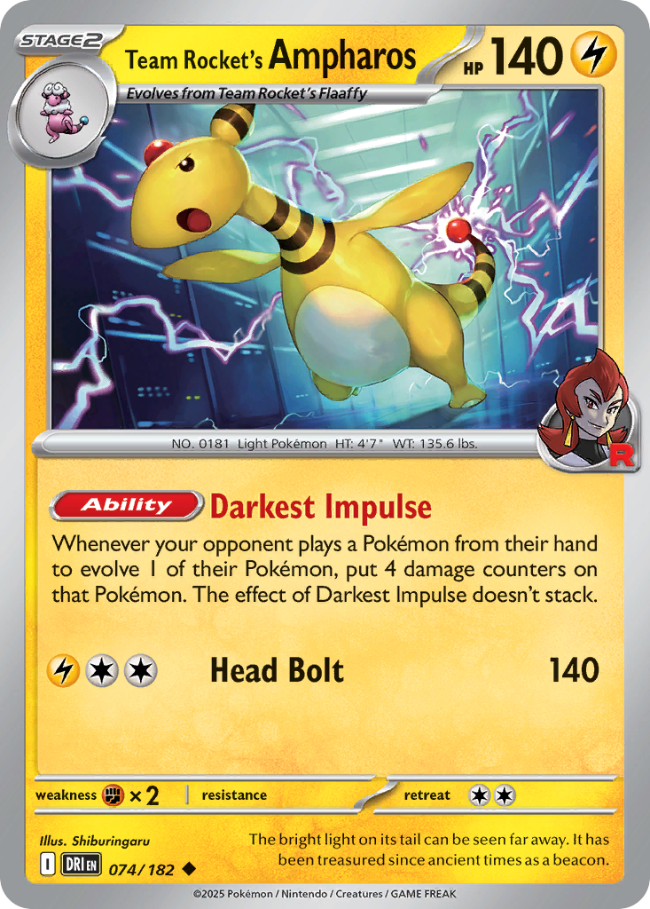 Team Rocket's Ampharos — SV10: Destined Rivals #074/182