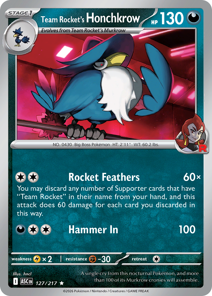 Team Rocket's Honchkrow (Energy Symbol Pattern)